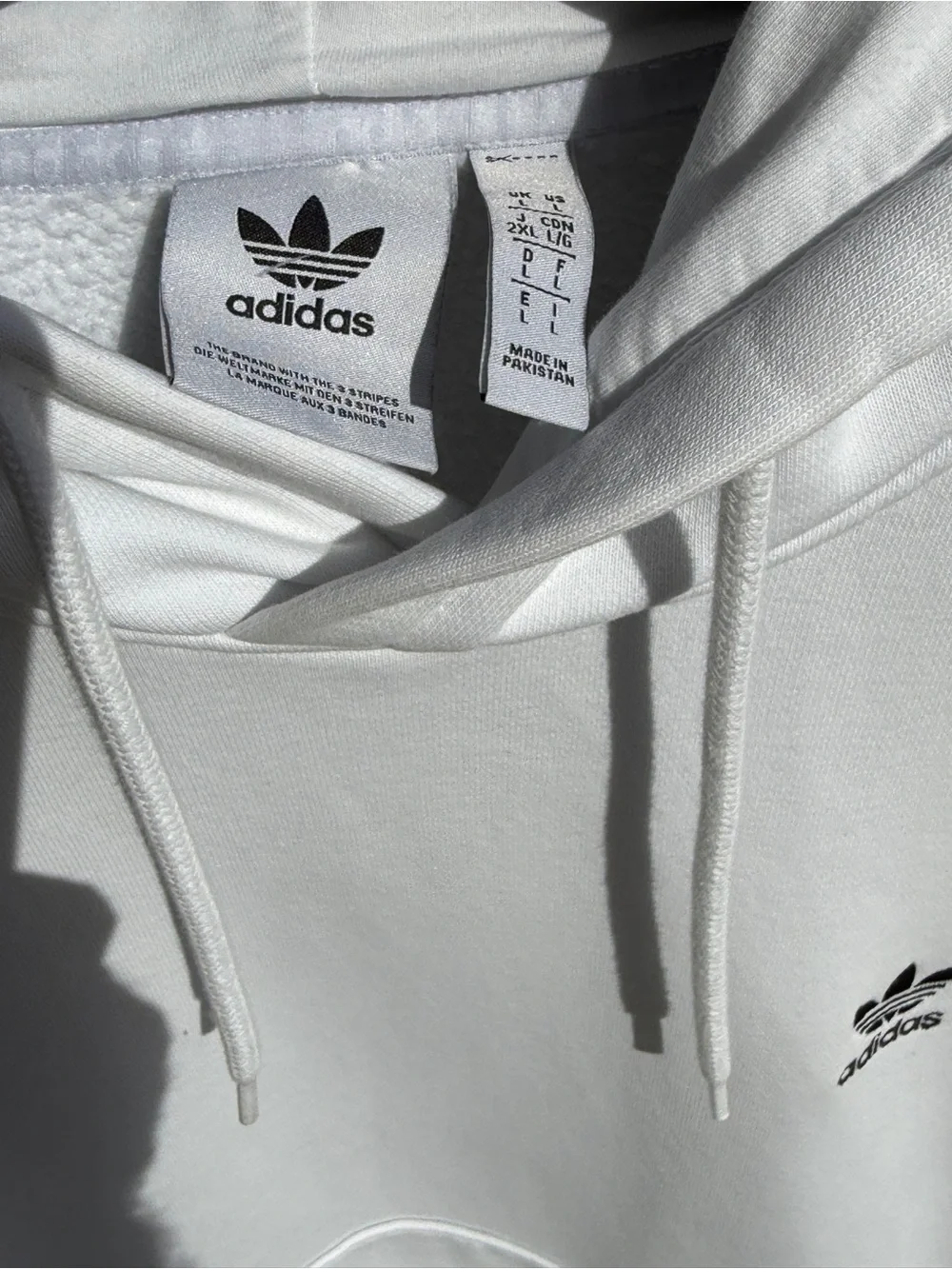 adidas White Trefoil Hoodie with Kangaroo Pocket